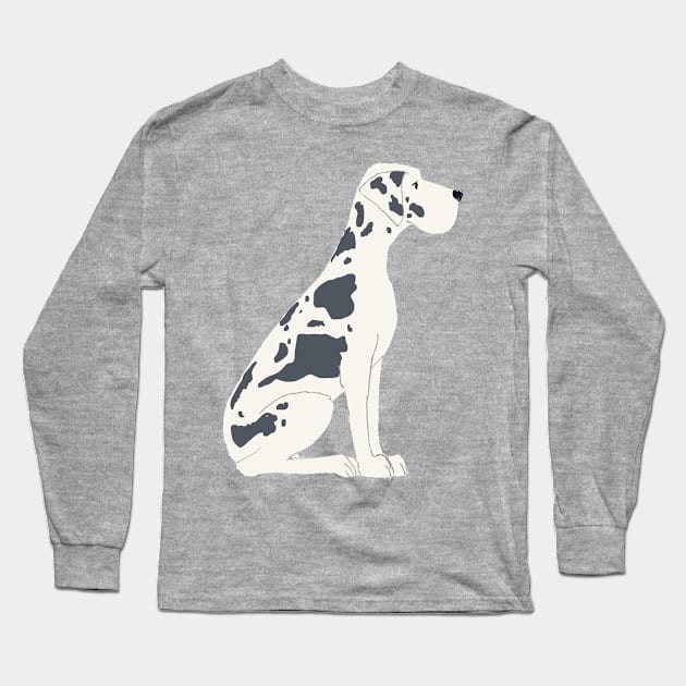 Black and White Great Dane Dog Long Sleeve T-Shirt by JunkyDotCom